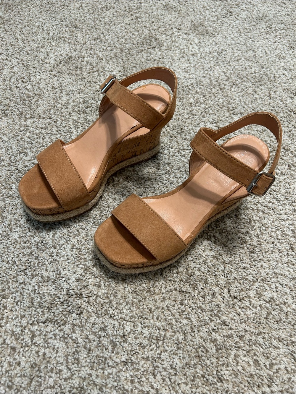 Women’s Tan Suede Wedge Sandals - Classic Strappy Platform